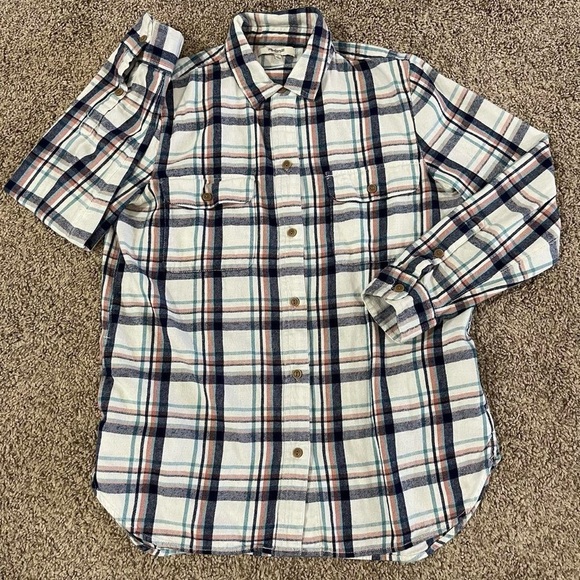 Madewell Women’s Flannel Shirt Plaid Button Front Long Sleeve Pockets - Picture 1 of 8